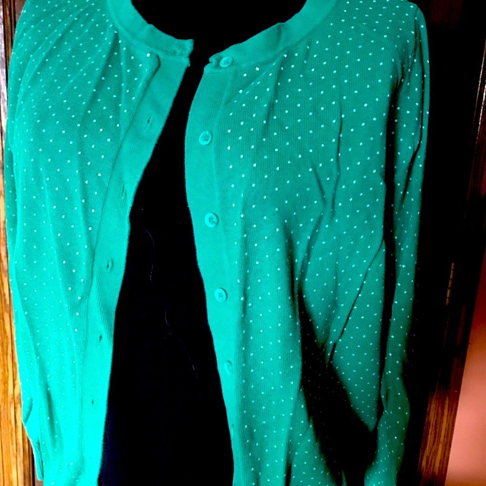 Woman Within Green Cotton Sweater cardigan